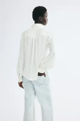 Blouse oversize avec détail façon foulard - Blanc — photo 2