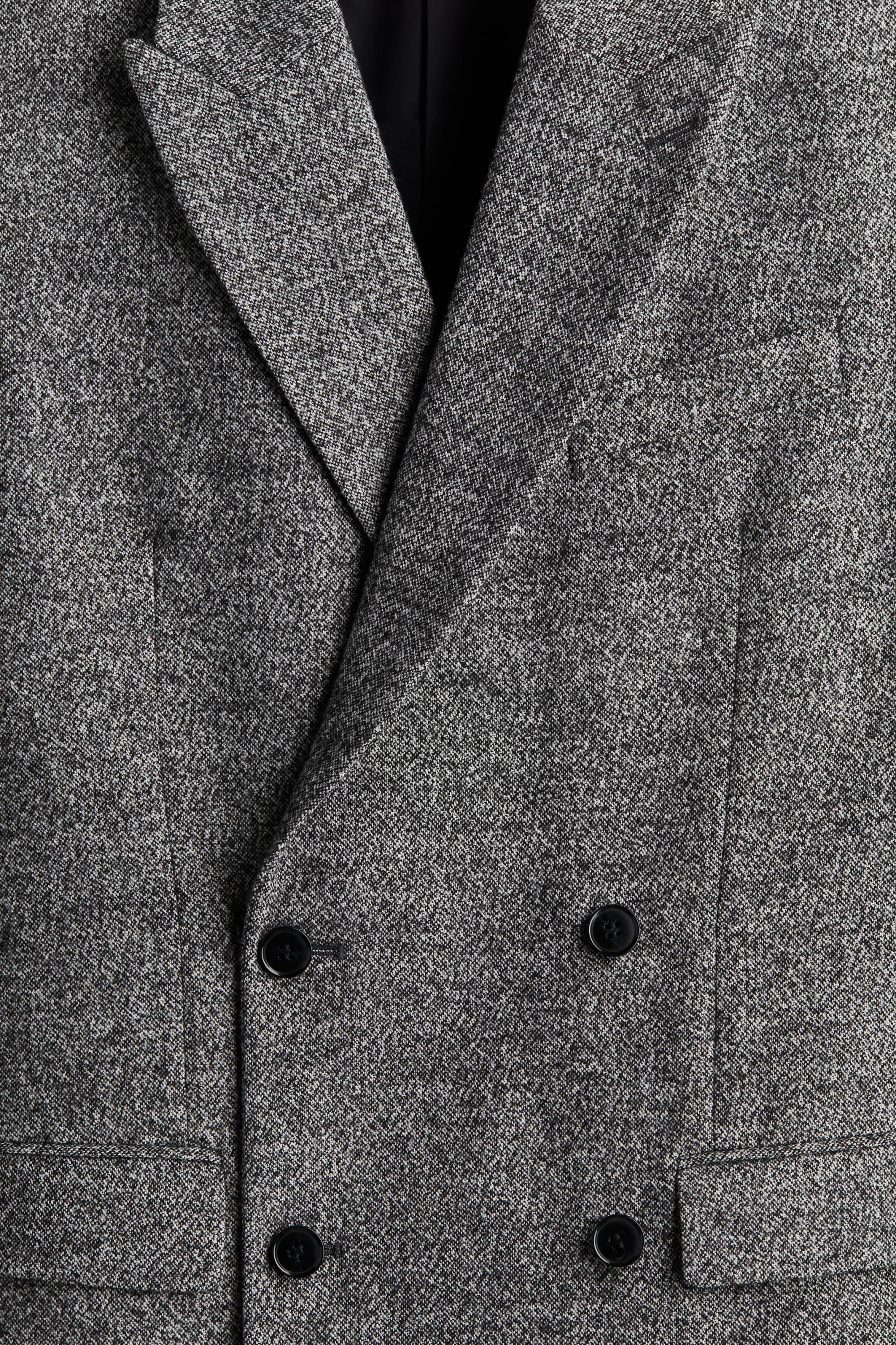 Veste Regular Fit à fermeture croisée - Noir chiné