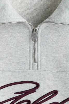 Sweat Relaxed Fit avec col zippé - Gris chiné/Golden — photo 4