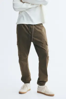 Pantalon cargo Slim Fit - Vert kaki — photo 1