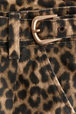 Pantalon en denim avec détail de ceinture - Beige/imprimé léopard — photo 3