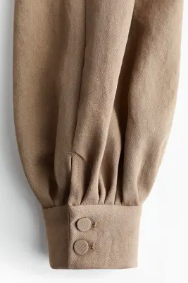 Pantalon en twill avec jambes ballon - Beige foncé — photo 4