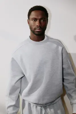 Sweat de sport Oversized Fit DryMove™ - Gris clair chiné — photo 1