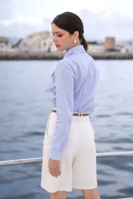 Kira Cotton Blouse - Stripes — photo 5