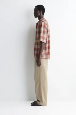 CHEMISE À CARREAUX EN MÉLANGE DE LAINE - BEIGE / ORANGE / CARREAUX — photo 3