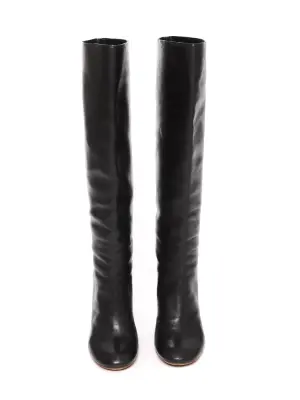 Bottes hautes à talon bois en cuir noir Prix boutique 1000€ Taille 40 — photo 2