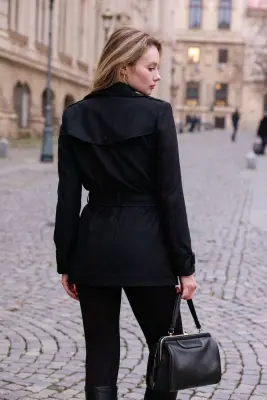 Leanne Short Trench Coat - Black — photo 4