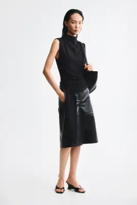 Top en jersey avec panneau drapé - Noir — photo 1