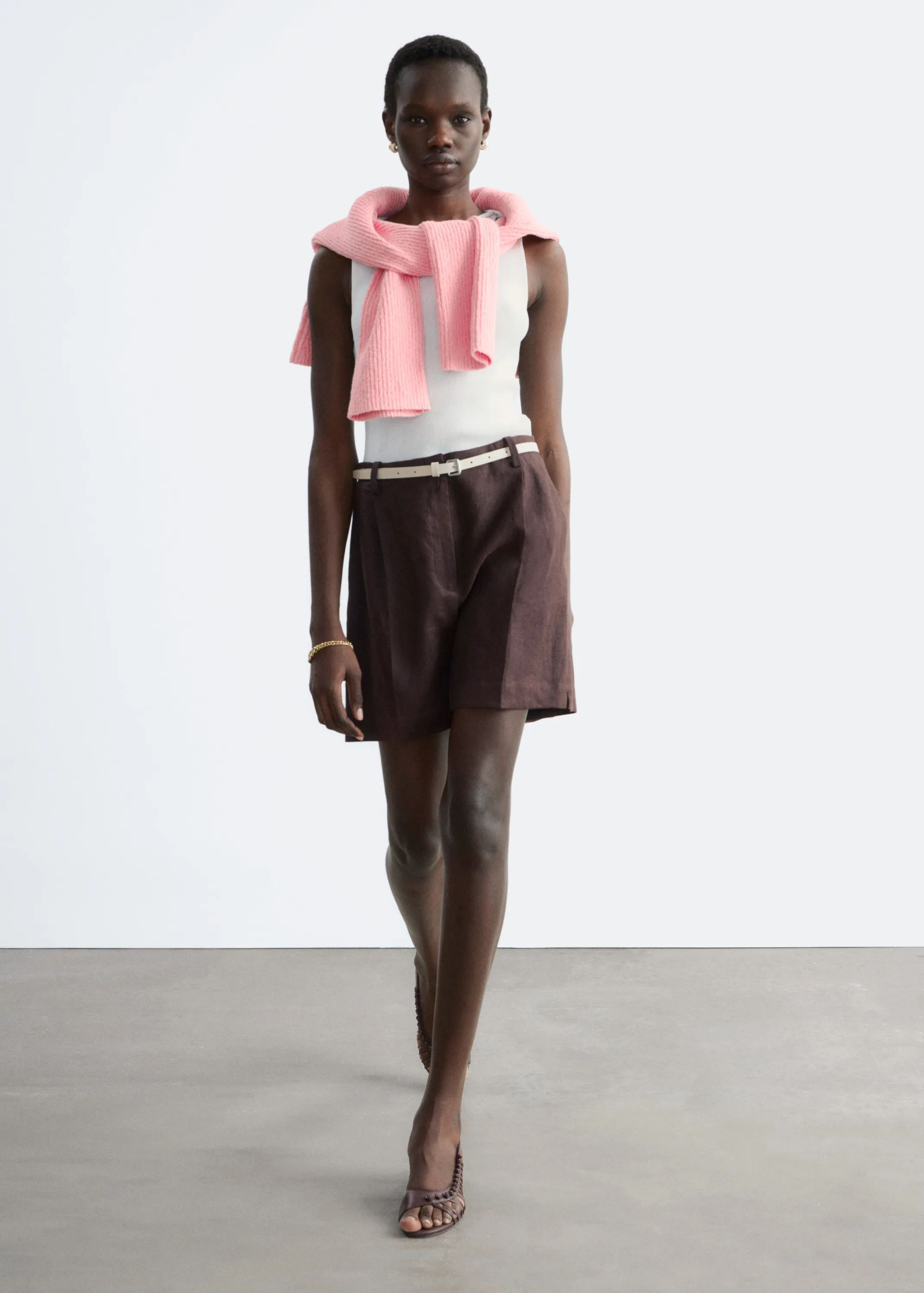Short habillé en lin - Marron foncé