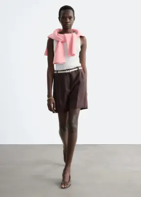 Short habillé en lin - Marron foncé — photo 1