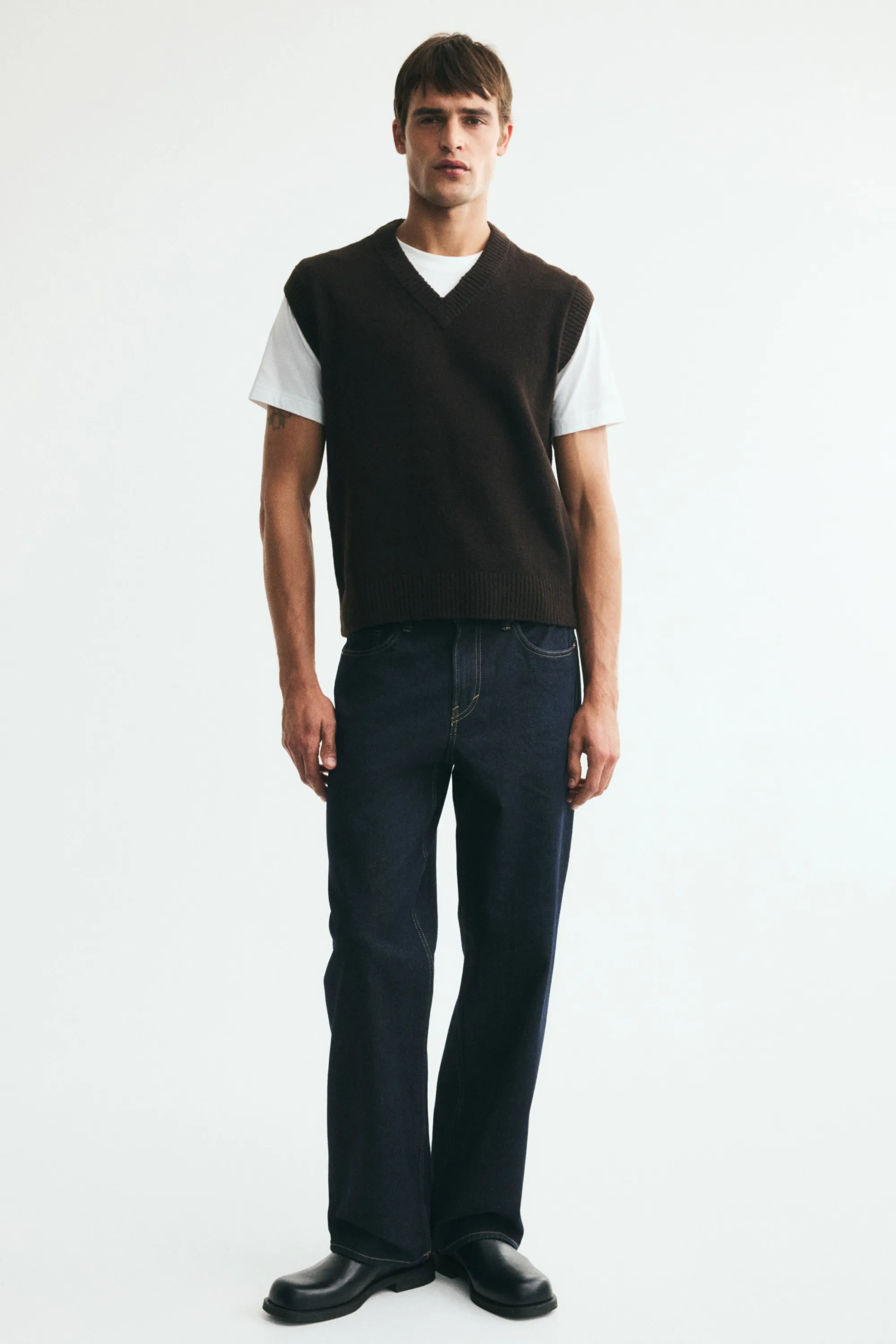 Pull sans manches Relaxed Fit - Marron foncé