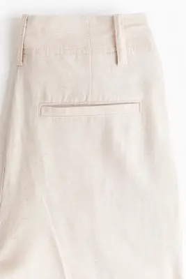 Pantalon effilé en lin mélangé - Beige clair — photo 4