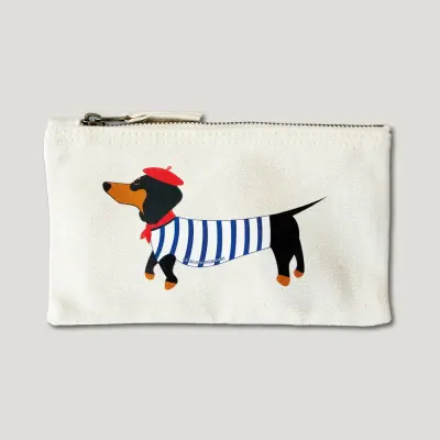 POCHETTE IMPRIMÉE - TECKEL MARINIÈRE - COTON RECYCLÉ - ÉCRU — photo 2