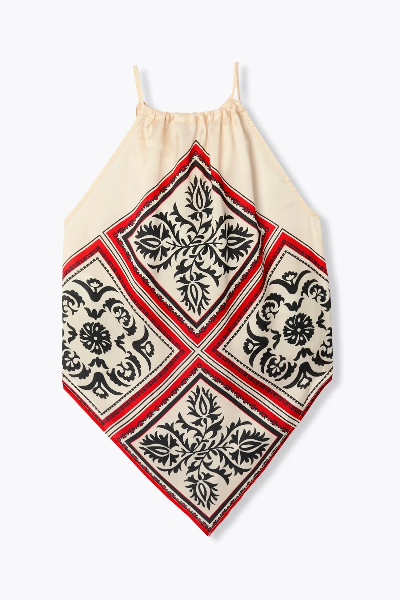 Top foulard en satin imprimé