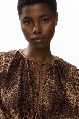 Robe tunique en viscose mélangée - Marron/imprimé léopard — photo 1