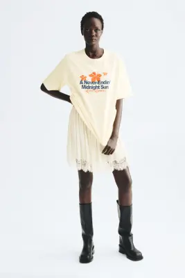 T-shirt oversize imprimé - Jaune clair/Zara Larsson — photo 2