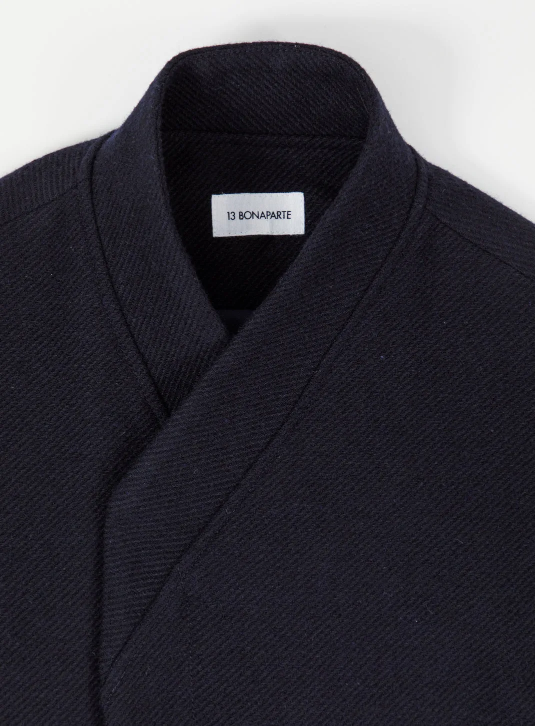 Kimono Bomber Jacket in Navy Blue Carded Wool
