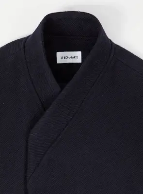 Kimono Bomber Jacket in Navy Blue Carded Wool