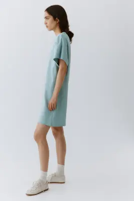 Robe T-shirt en coton - Turquoise clair — photo 2