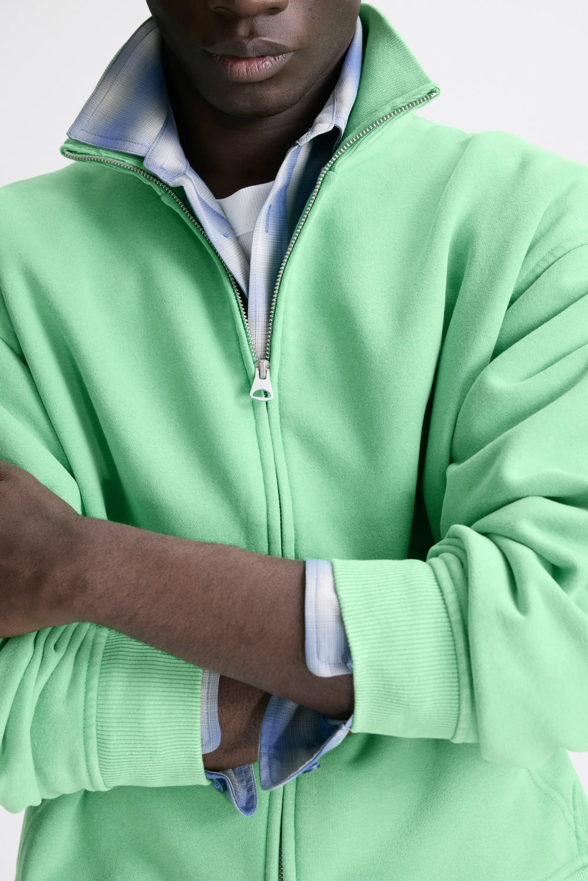 Sweat boxy Loose Fit avec zip - Vert vif