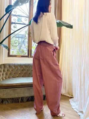 Pantalon large avec ceinture chiné rouge et blanc laine et mohair Prix boutique 950€ Taille 40 — photo 4