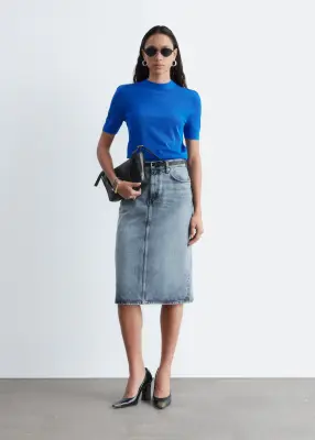 T-shirt en mailles fines - Bleu vif — photo 3