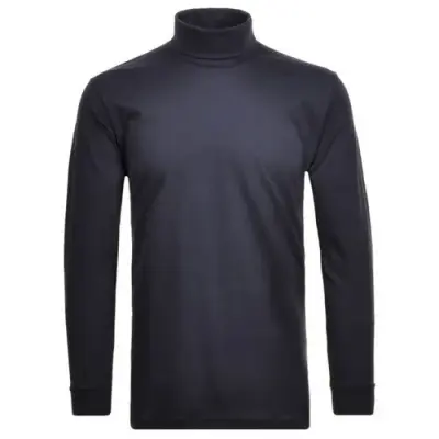 RAGMAN COL ROULE GRANDE LONGUEUR COTON Marine — photo 1