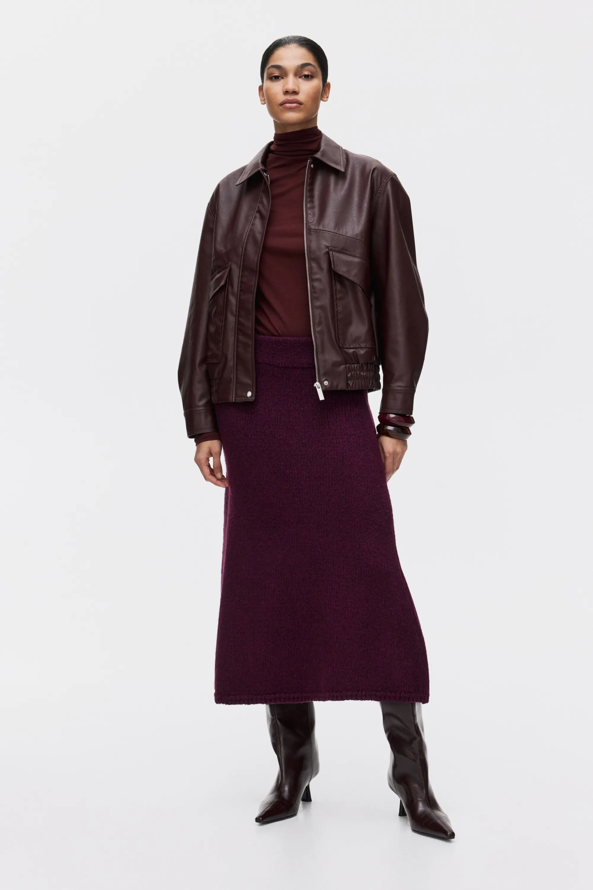 Jupe en maille - Violet foncé