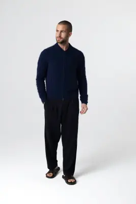 Gilet Marine Col Rond Manches Longues en Raccoon / Polyamide — photo 2