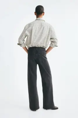 Wide High Waist Jeans - Gris denim foncé — photo 3
