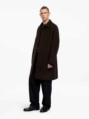 Manteau en laine double face - Marron foncé — photo 2