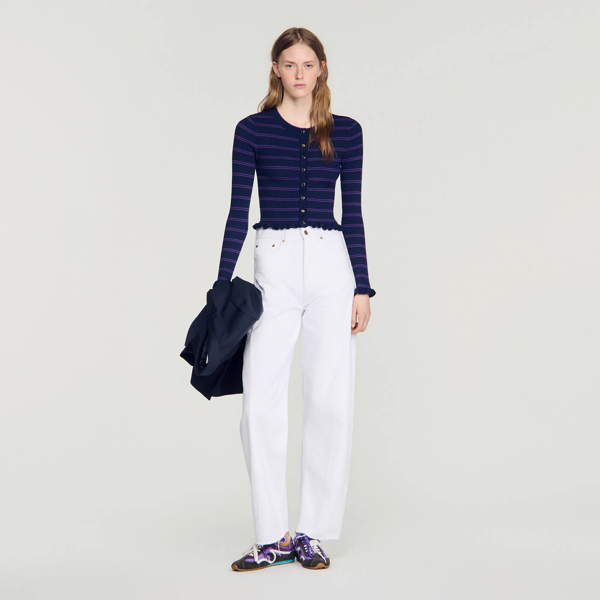 Cardigan en maille à rayures 