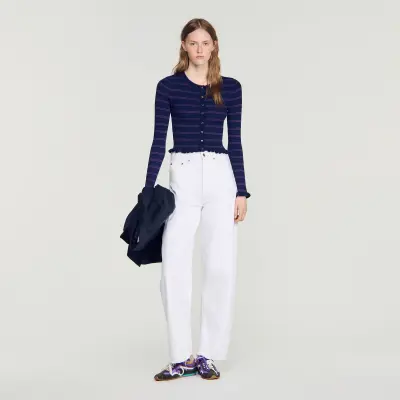 Cardigan en maille à rayures 