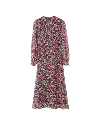 Robe midi imprimée fleurie boutonnée Dione Noir – Grace & Mila — photo 5