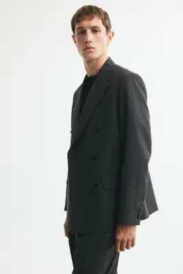 Veste Regular Fit à fermeture croisée - Noir/rayures tennis — photo 4