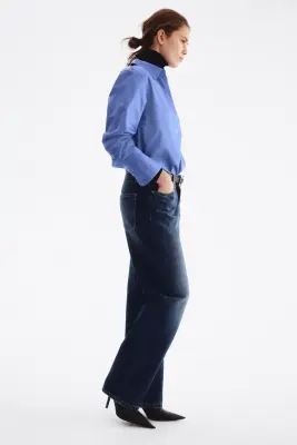 Barrel High Waist Jeans - Bleu denim foncé — photo 2