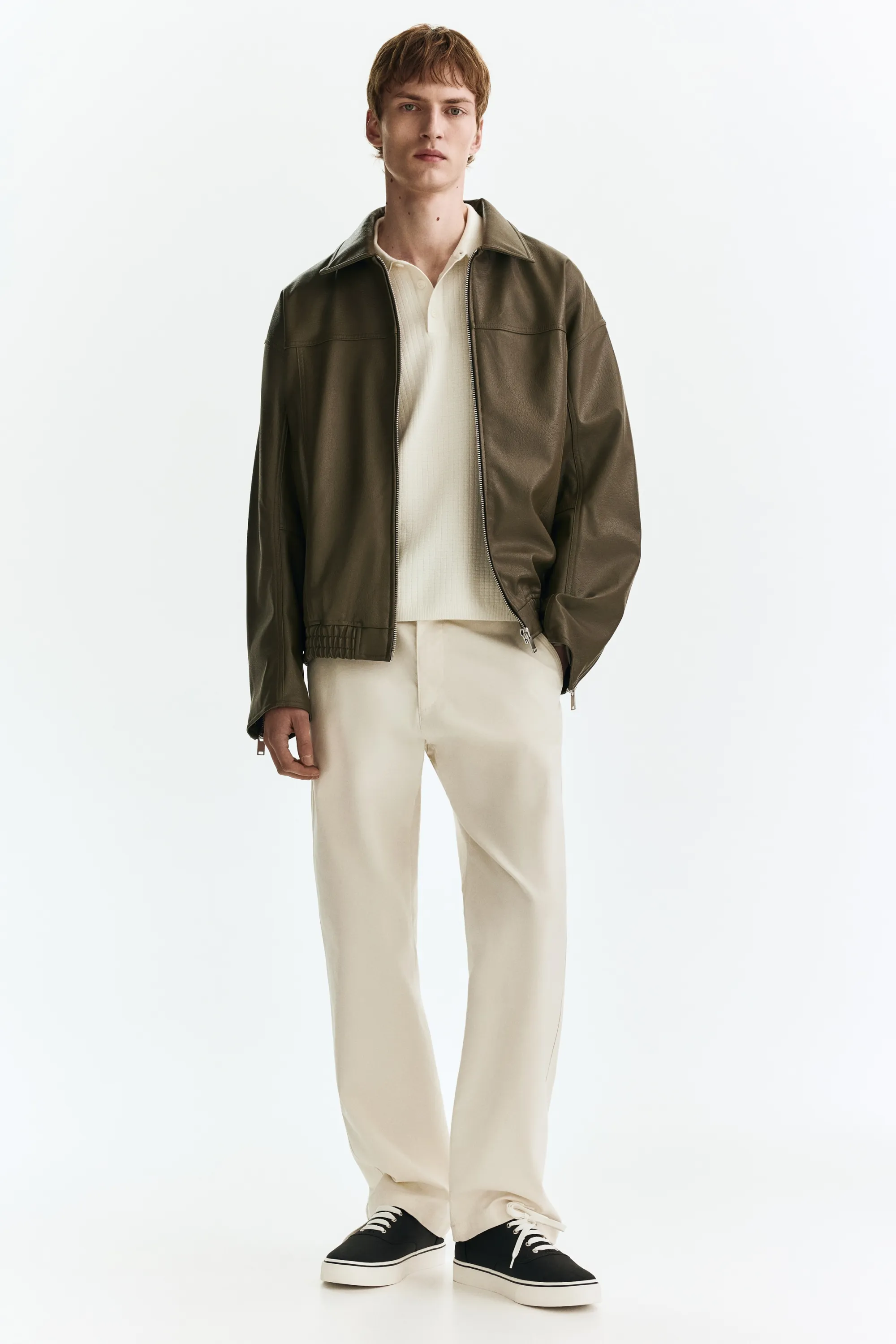 Polo Regular Fit en maille texturée - Blanc
