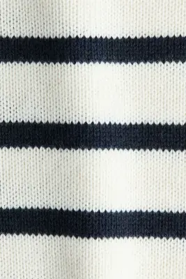 Pull oversize en laine mélangée - Blanc/rayures bleu marine — photo 4