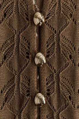 Robe façon crochet avec boutons en haut - Marron — photo 4