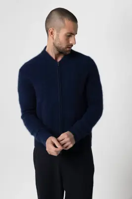 Gilet Marine Col Rond Manches Longues en Raccoon / Polyamide — photo 3