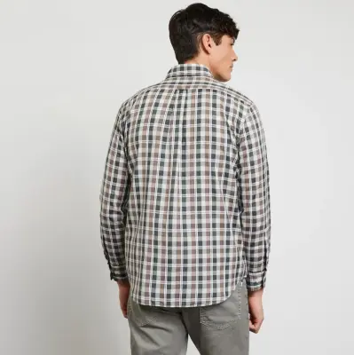 EDEN PARK CHEMISE ECOSSAISE Kaki — photo 4