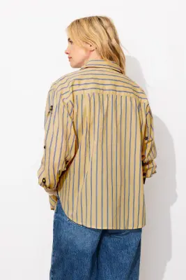 Chemise rayée brodée Femme — photo 4