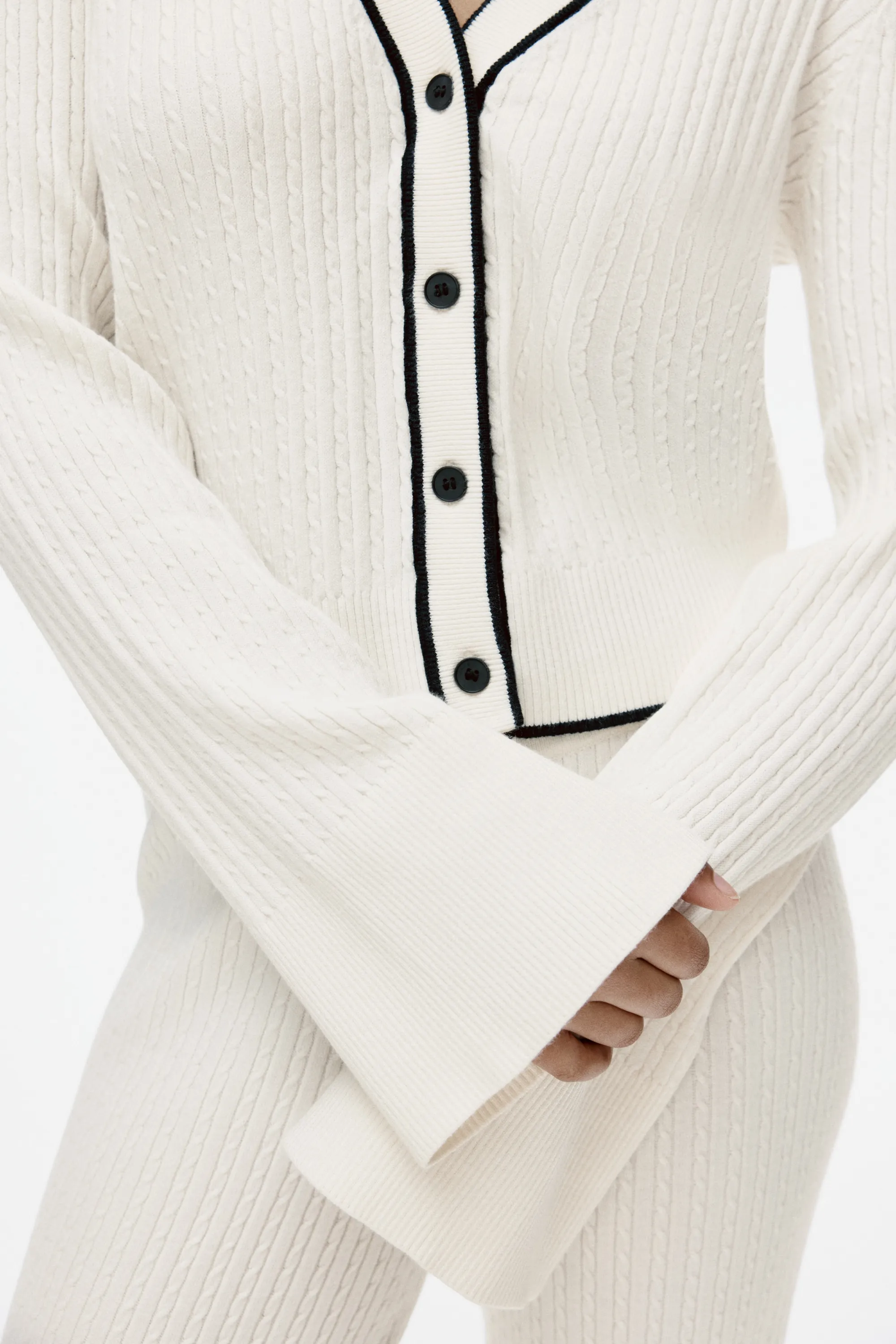 Gilet en maille torsadée - Crème