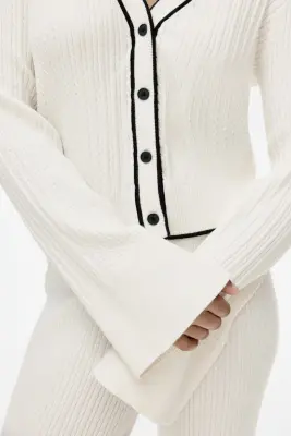 Gilet en maille torsadée - Crème — photo 1