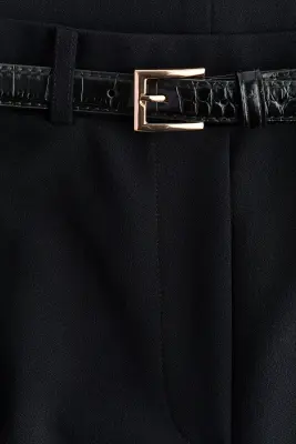 Pantalon droit avec ceinture - Noir — photo 4
