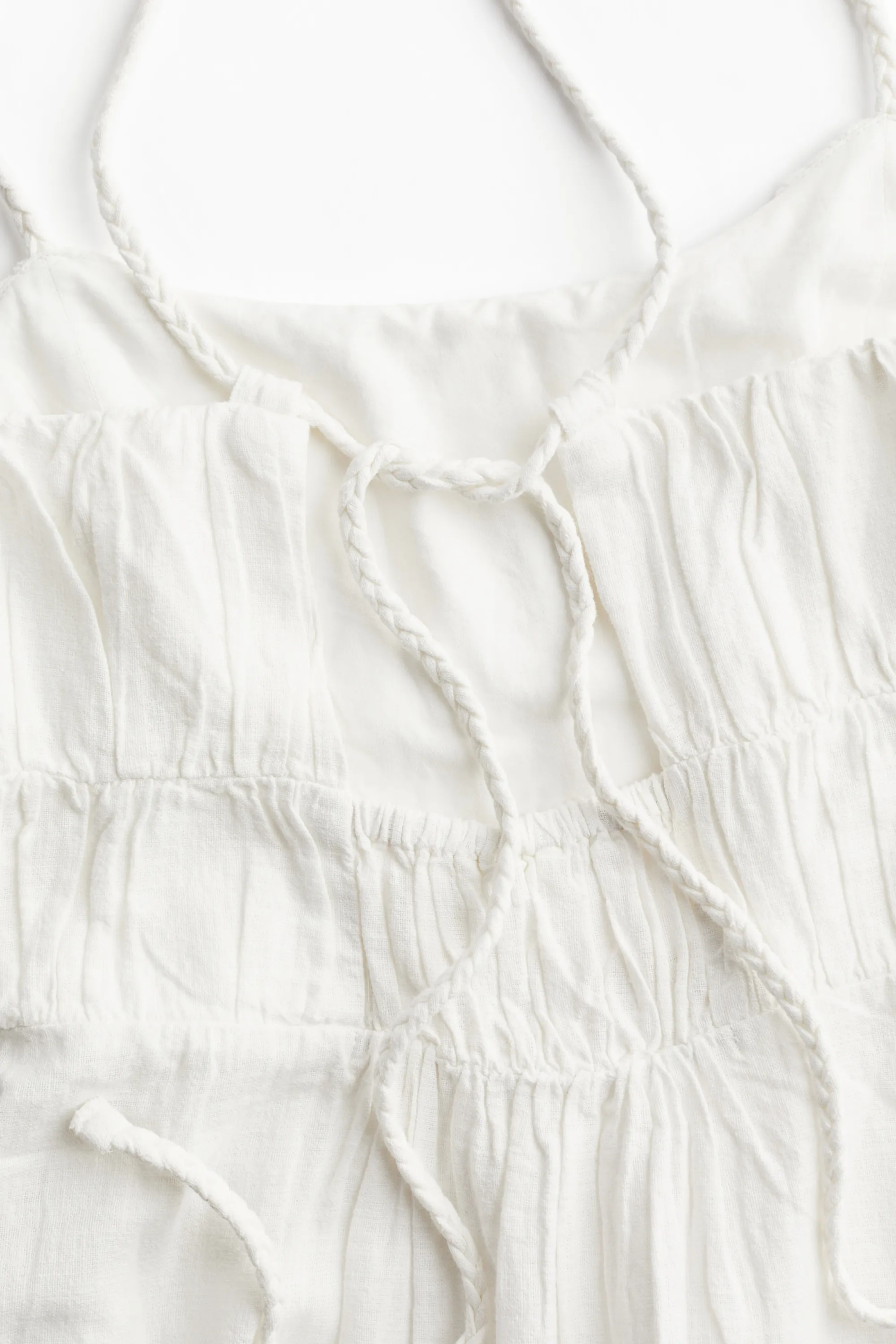Robe à bretelles fines avec corsage smocké - Blanc