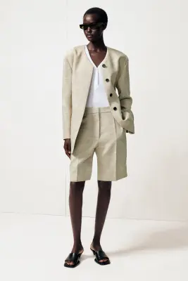 BERMUDA DE TAILLEUR EN LIN - BEIGE CHINÉ — photo 4