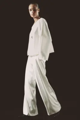 Pantalon large - Blanc — photo 1