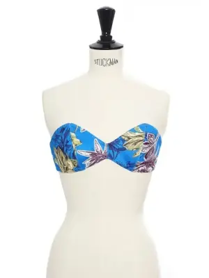 Haut de maillot de bain bandeau DONNIE imprimé tropical bleu, vert, blanc NEUF Px boutique 120€ Taille 34/36 — photo 1