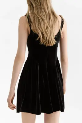 Robe sans manches en velours - Noir — photo 2